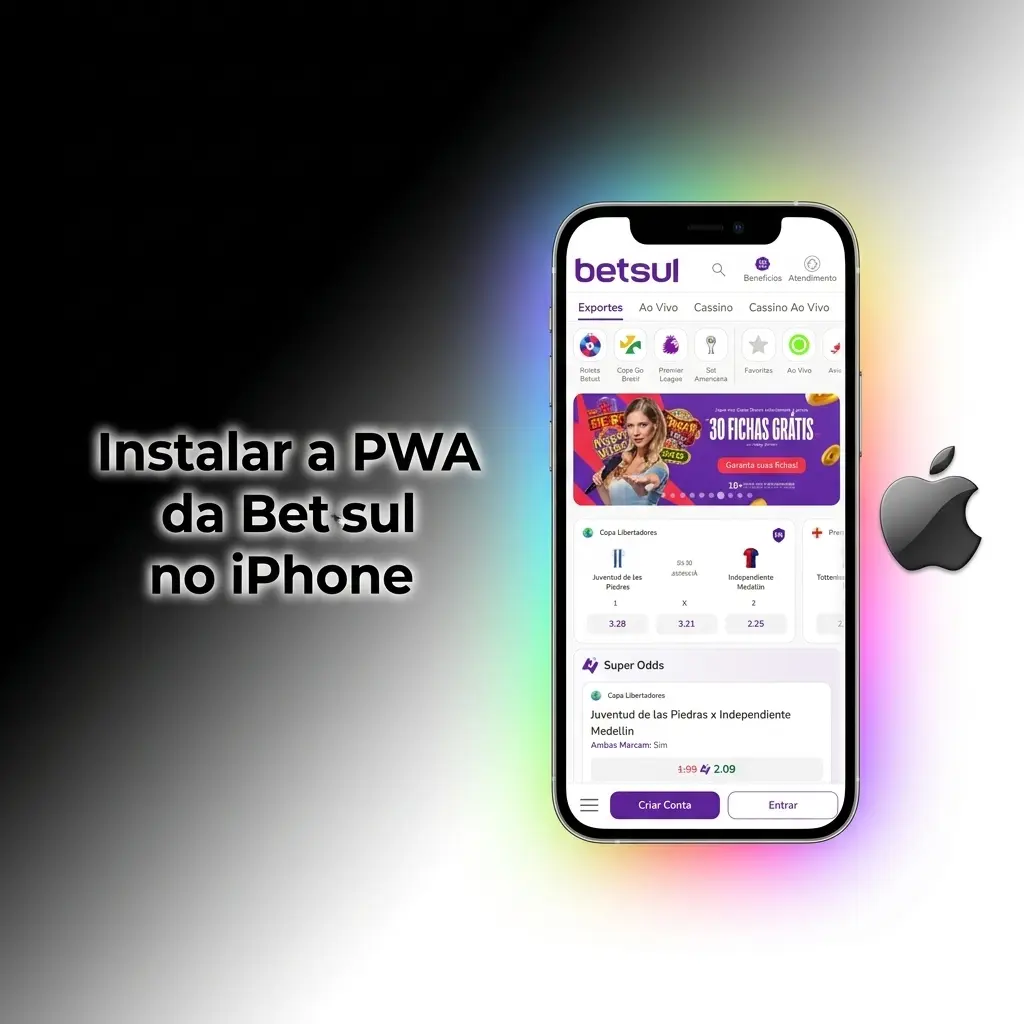 Instalação da PWA da Betsul no iPhone via Safari, adicionando à tela inicial em menos de 1 minuto