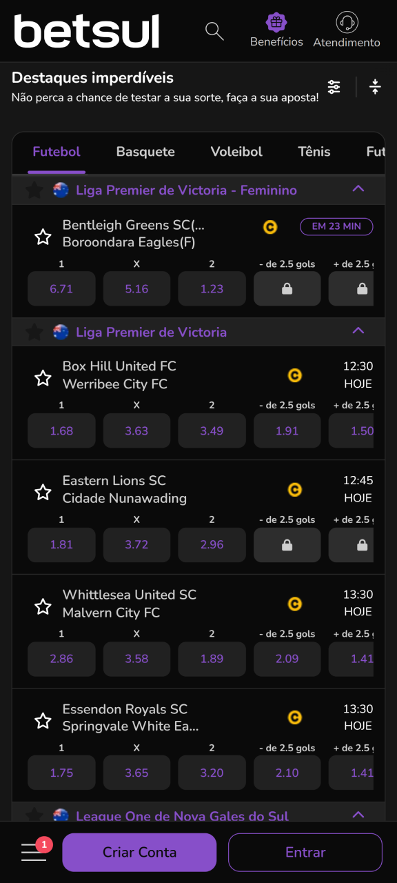 Comece a apostar em esportes a partir da lista localizada na seção Esportes da Betsul.