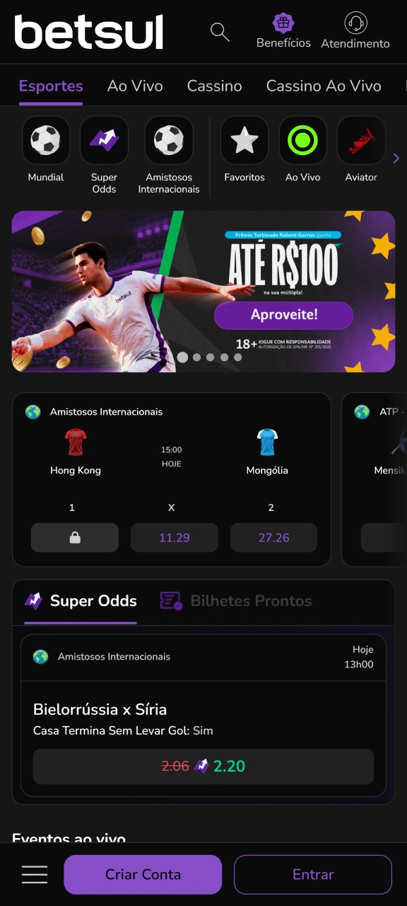 Instale a versão móvel do Betsul e desfrute de sua interface intuitiva.