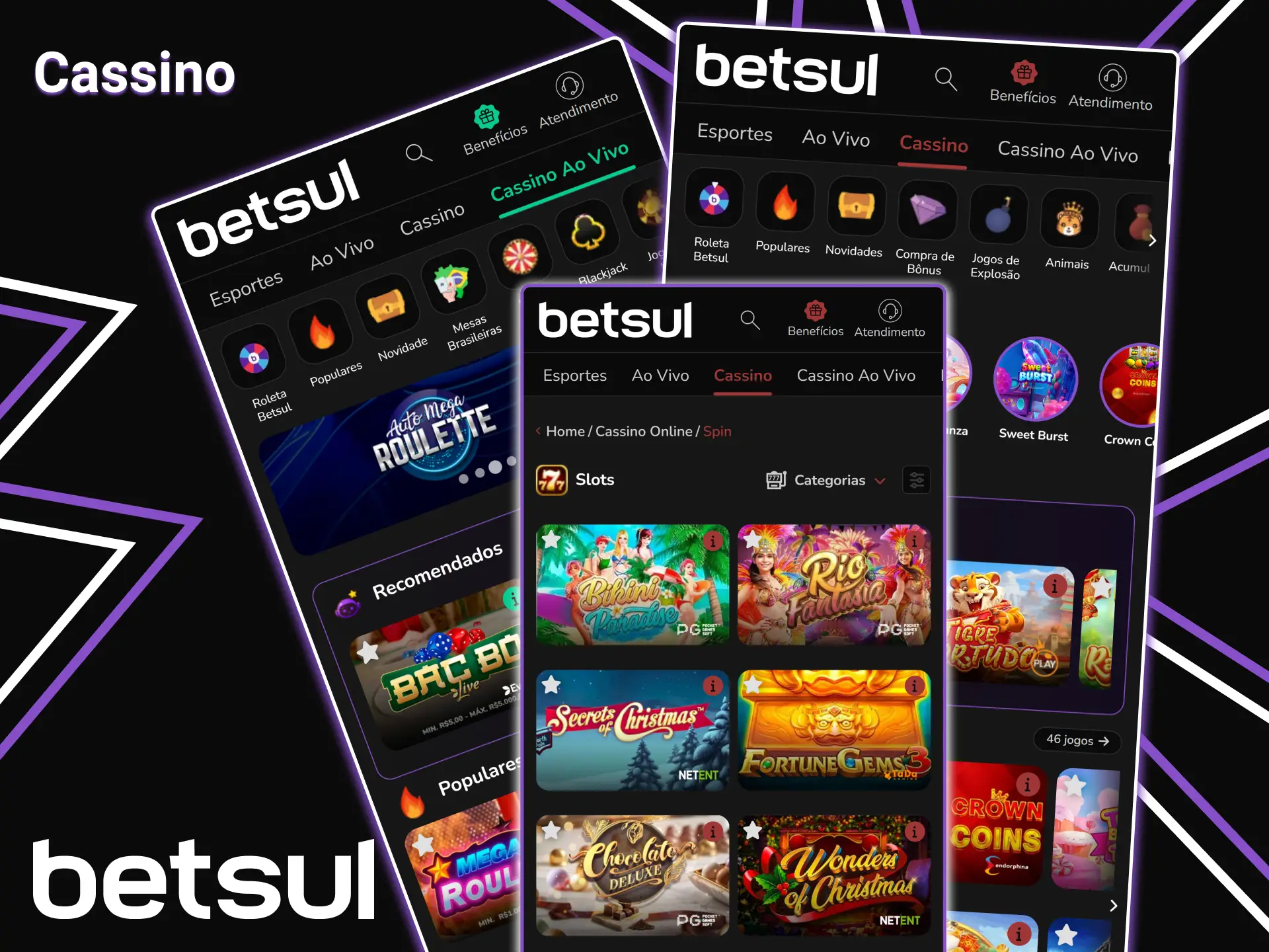 Escolha um jogo de cassino para jogar no aplicativo Betsul.