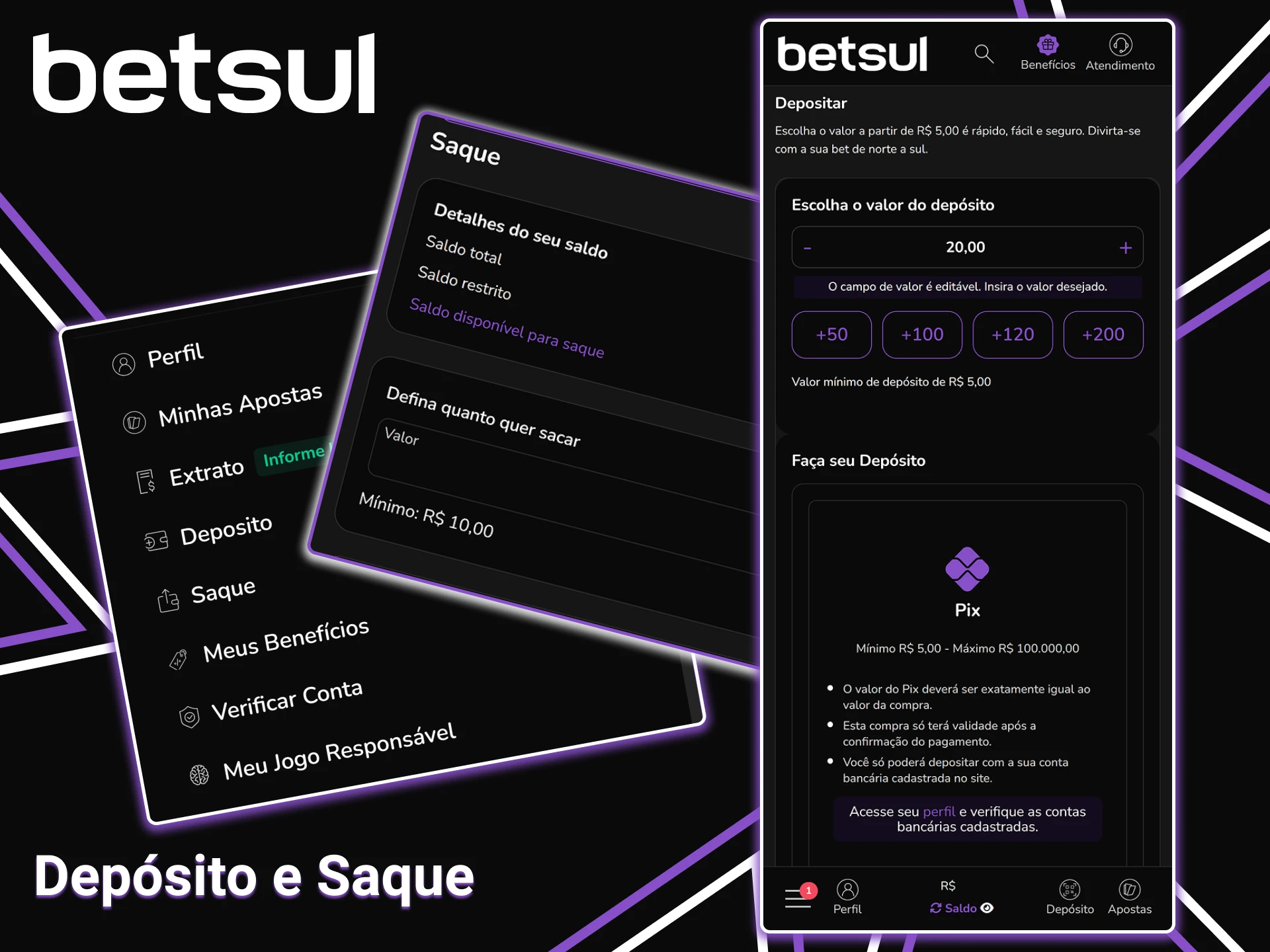 Veja como depositar e sacar no aplicativo Betsul.