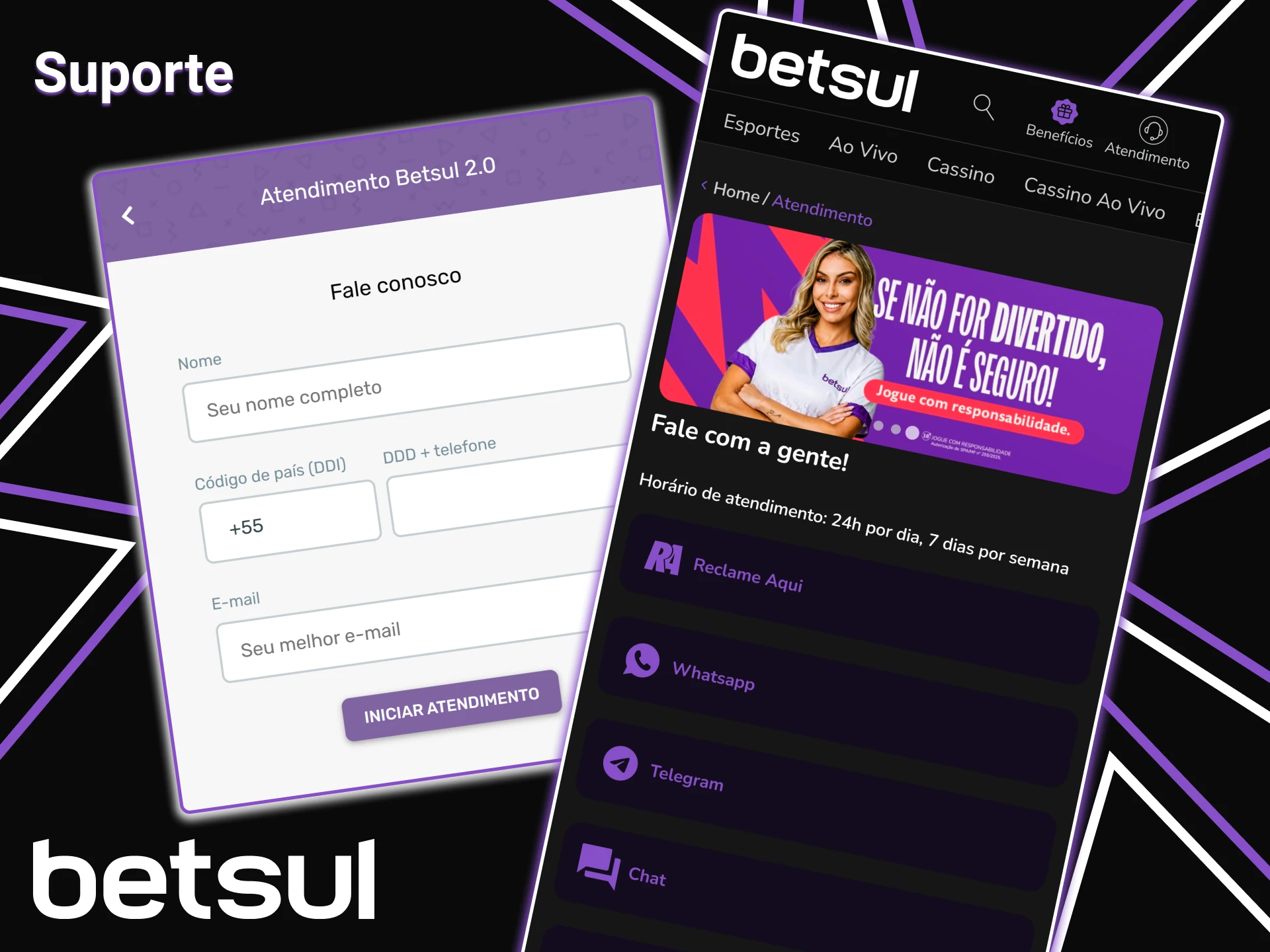 Entre em contato com a equipe de suporte oficial da Betsul.