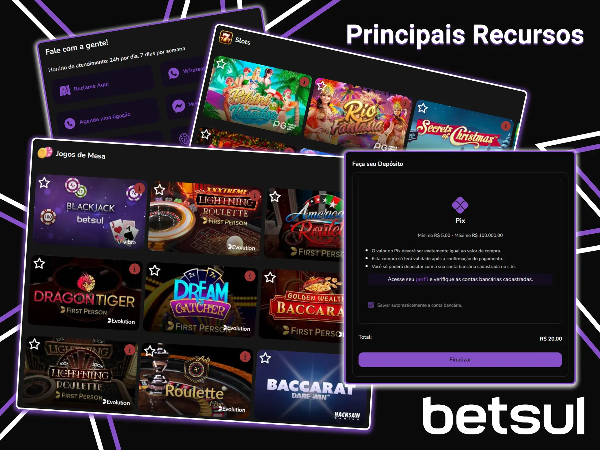 Confira as principais funcionalidades do cassino Betsul.