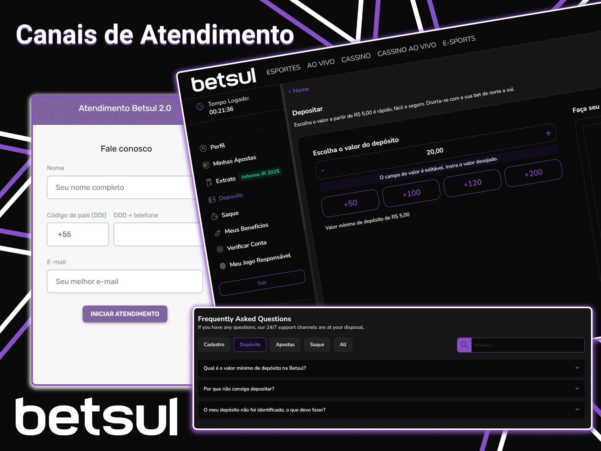 Se você tiver problemas com pagamentos, entre em contato com o suporte da Betsul.