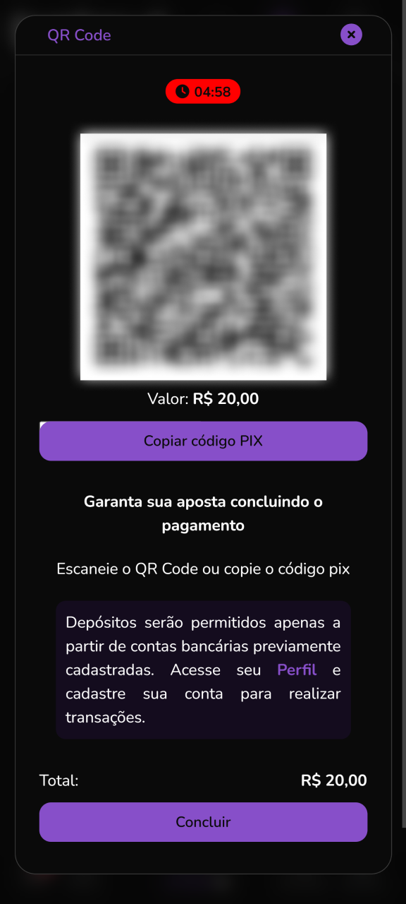 Gere um código de pagamento para fazer um depósito na Betsul.
