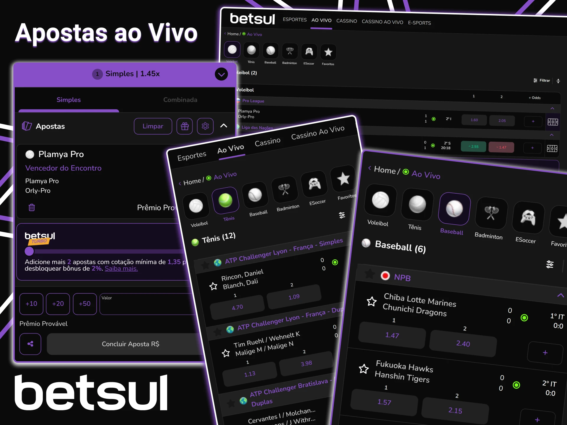 Faça apostas ao vivo no site da Betsul e ganhe.