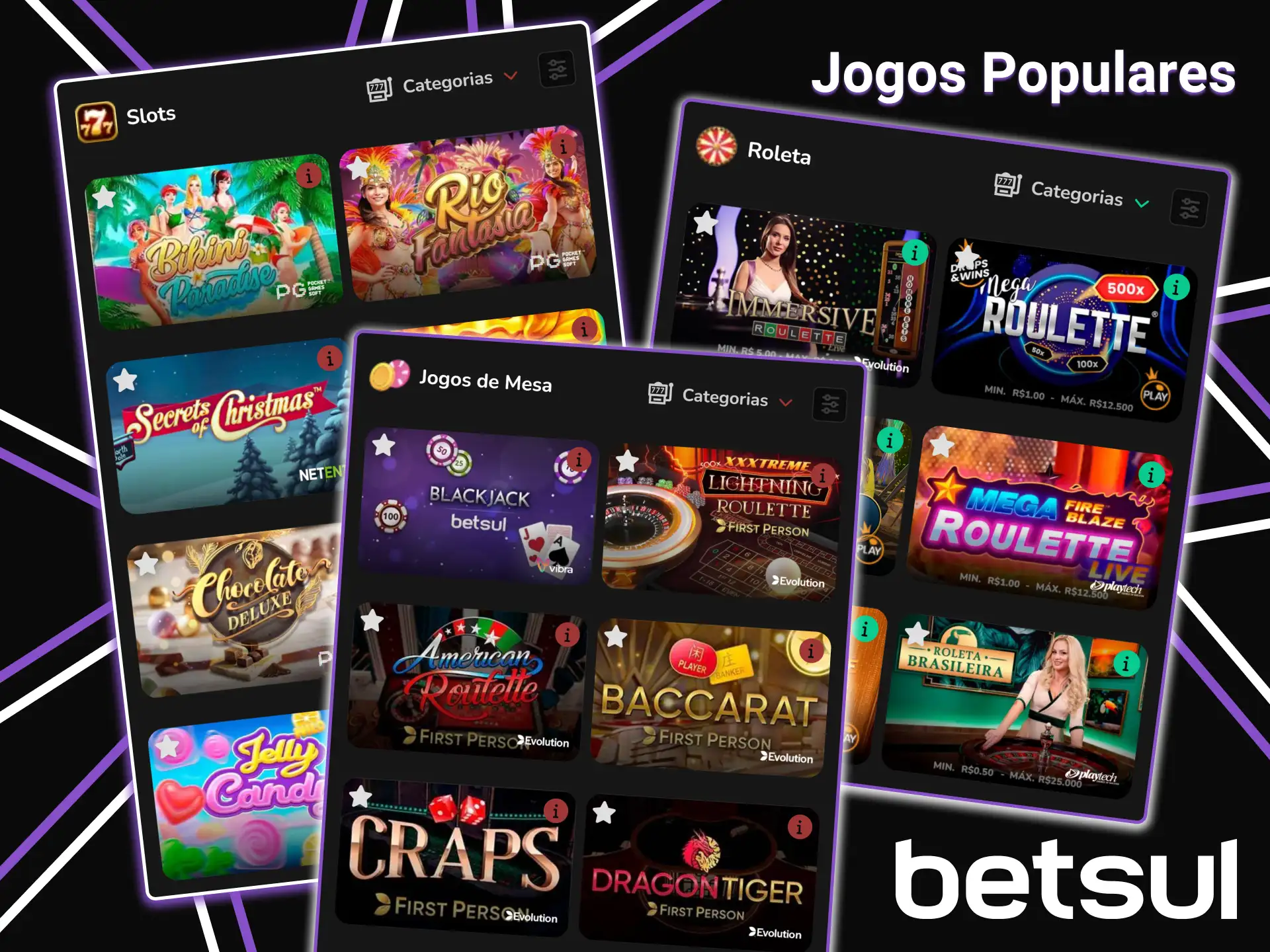 Veja os jogos populares disponíveis na plataforma Betsul.