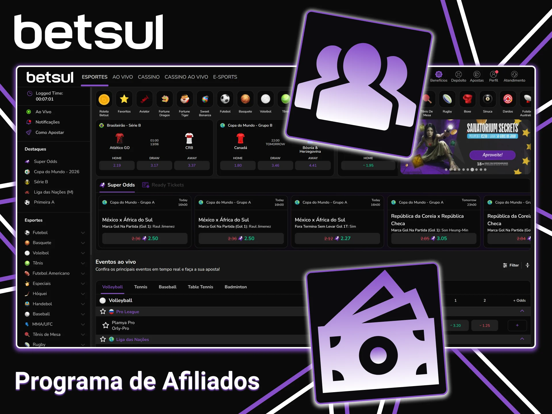 Participe do programa de afiliados da Betsul para ganhar dinheiro.