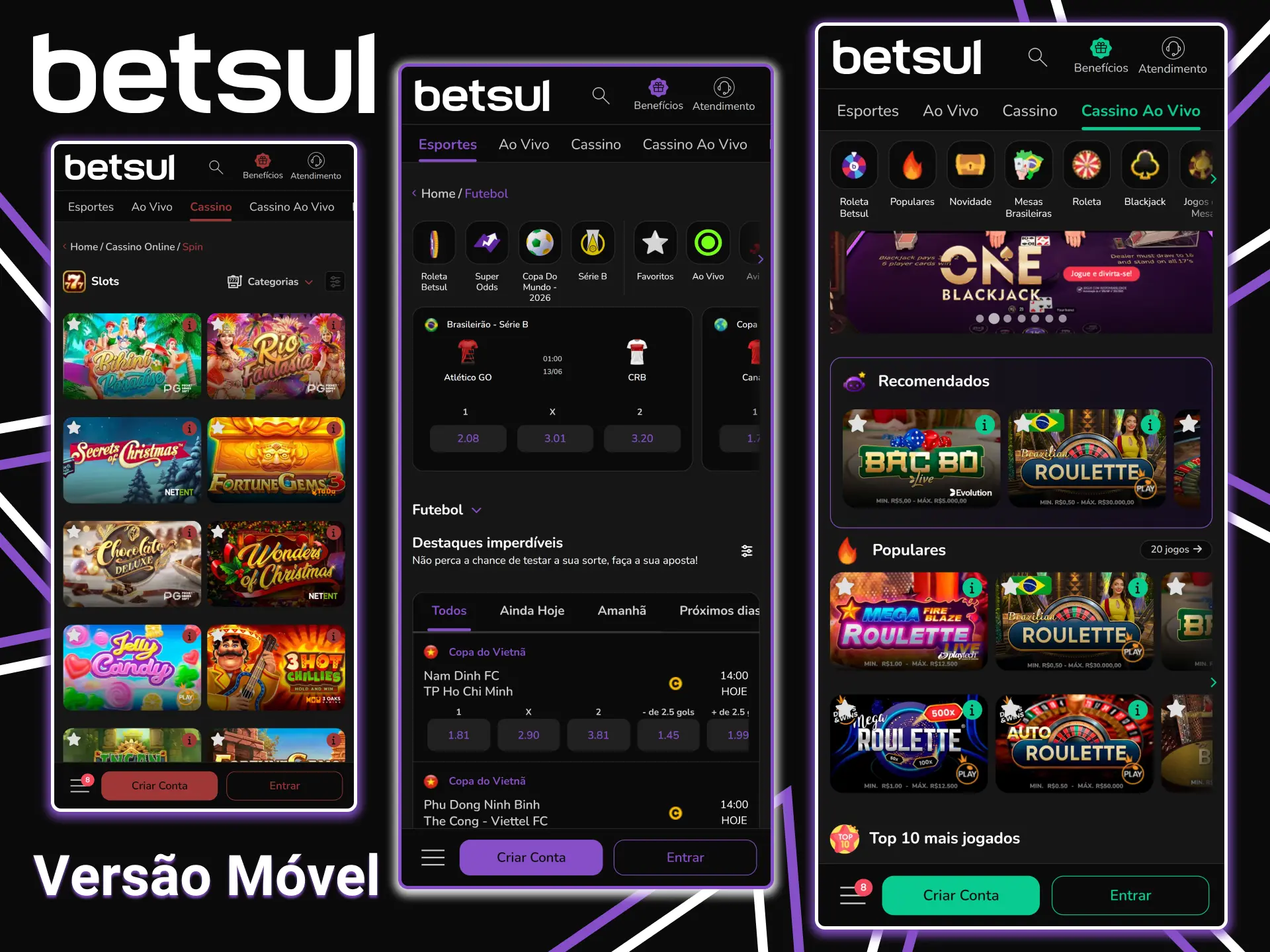 Utilize a versão móvel do site oficial da Betsul.